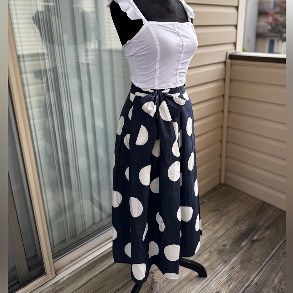 Elegant Navy Polka Dot Skirt